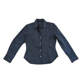 The Limited Long Sleeve Slim Button Up Black/Grey Stripe w/Waist Darts Size M